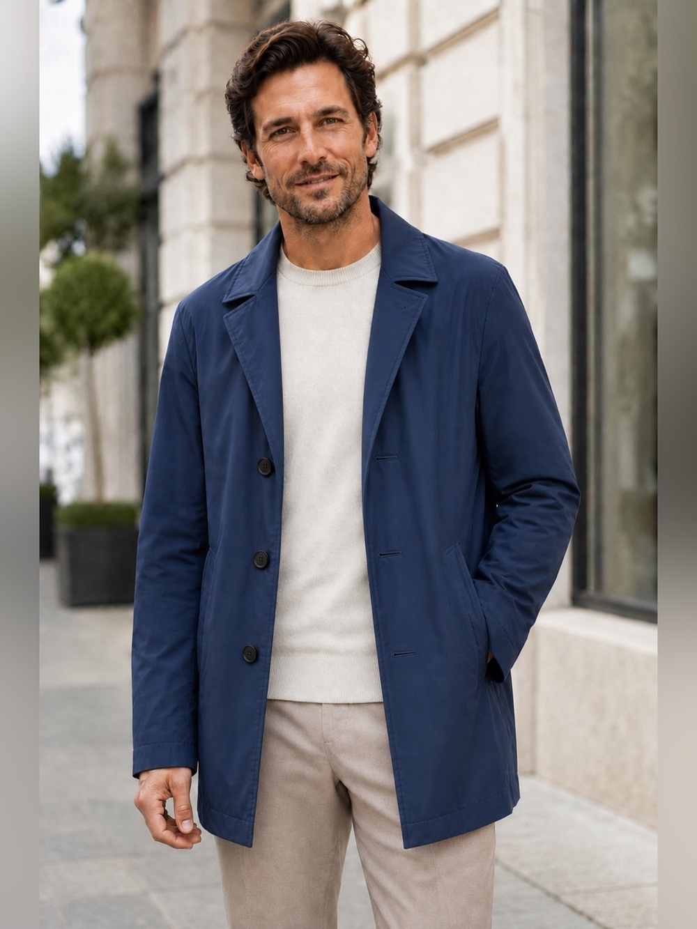 Falconeri Men’s Navy Waterproof Technical Jacket Cashmere Lined Made in Italy